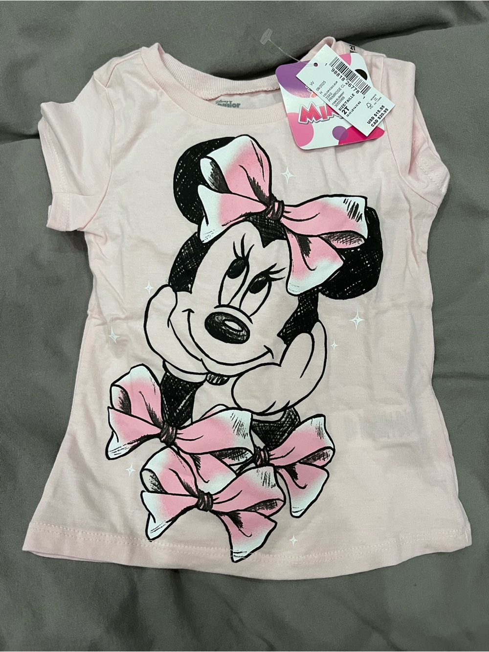 Disney Pink Minnie Mouse Graphic Tee with Bows